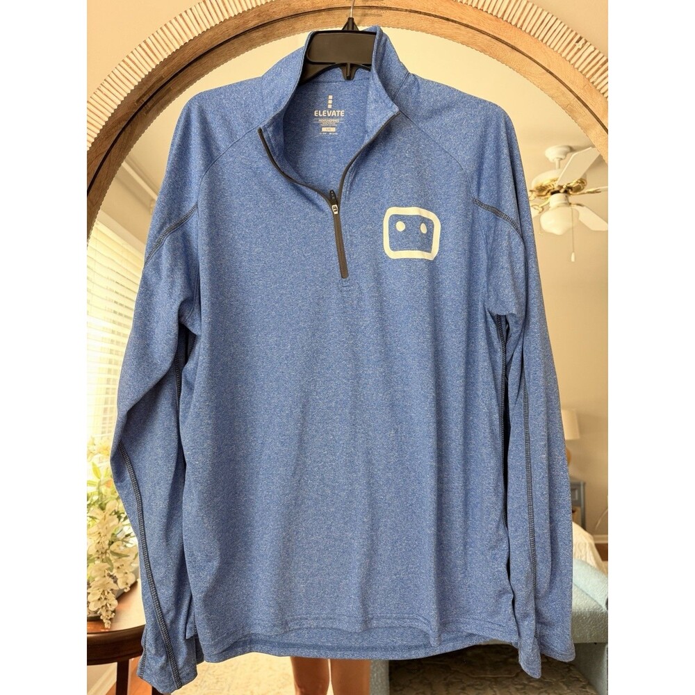 Elevate Men’s L Taza Knit Quarter Zip New Royal Heather Pullover Size Golf Run